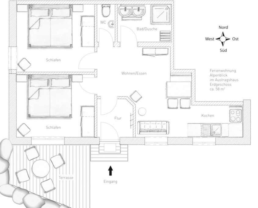 Grundriss - Ferienwohnung Alpenblick